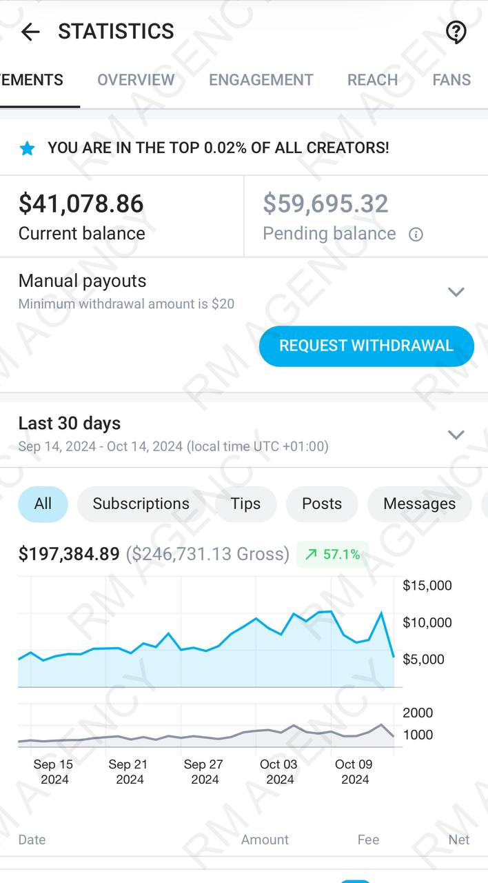 Statistics showing $41,078.86 current balance and $197,384.89 in 30 days